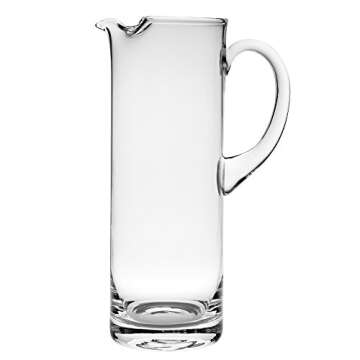 Elegant 50 oz Handmade Glass Pitcher with Ice Lip by Barski