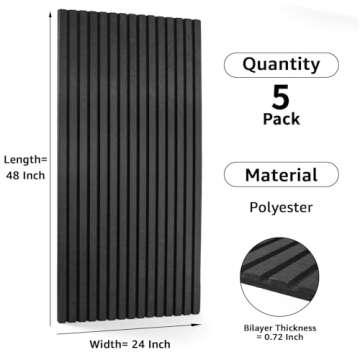 Art3dwallpanels 5 Pack Acoustic Panels, 48" X 24" X 0.71" Soundproof Wall Panels, Self Adhesive High...