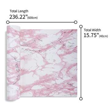 VEELIKE Pink Marble Contact Paper - Self-Adhesive Waterproof Wallpaper for Home Decor 15.7"x236"