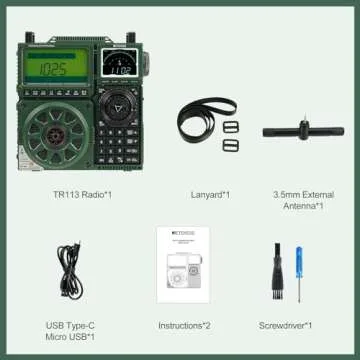 Retekess TR113 Shortwave Radio, FM MW SW LW WB AIR CB SSB Full Band Radio with APP Control, Extra Antenna, TF, Dual Display, Rechargeable Ham Receiver