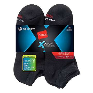 Hanes Men's FreshIQ X-Temp Active Cool No-Show Socks 12-Pack - Freshness & Comfort
