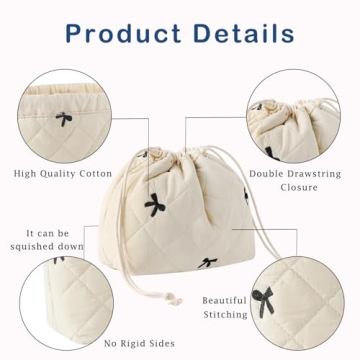 Cotton Drawstring Makeup Bag - Adorable Travel Accessory