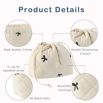 Cotton Drawstring Makeup Bag - Adorable Travel Accessory