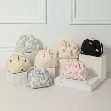 Cotton Drawstring Makeup Bag - Adorable Travel Accessory