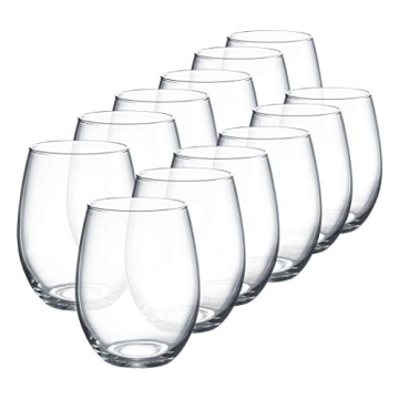 Elegant Luminarc Stemless Wine Glass Set of 12 - 15 oz