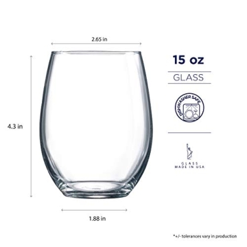 Elegant Luminarc Stemless Wine Glass Set of 12 - 15 oz