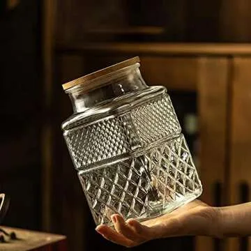 Vintage Glass Storage Jars Set with Bamboo Lid for Kitchen