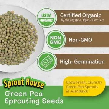 The Sprout House Green Peas - Organic Green Peas for Sprouting or Cooking, High Germination, Non-GMO, Resealable Bag for Freshness, Perfect for Salads, Shoots, & Healthy Recipes, 1LB Green Pea Seeds