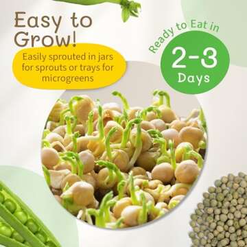 The Sprout House Green Peas - Organic Green Peas for Sprouting or Cooking, High Germination, Non-GMO, Resealable Bag for Freshness, Perfect for Salads, Shoots, & Healthy Recipes, 1LB Green Pea Seeds