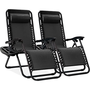 Best Choice Products Set of 2 Adjustable Steel Mesh Zero Gravity Lounge Chair Recliners w/Pillows an...