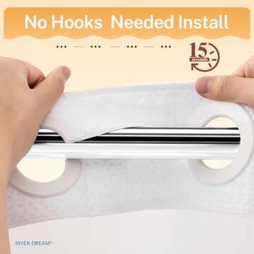 No Hooks Required Dotted Waffle Weave Shower Curtain with Snap in Liner - 71W x 74H,Hotel Grade,Spa Like Bath Curtain,White