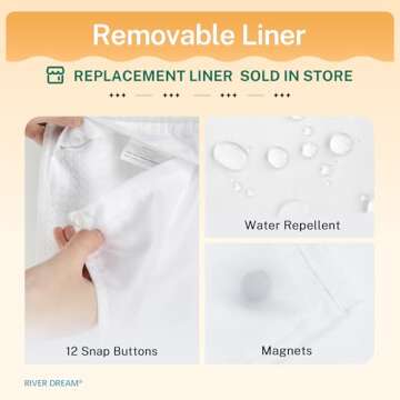 No Hooks Required Dotted Waffle Weave Shower Curtain with Snap in Liner - 71W x 74H,Hotel Grade,Spa Like Bath Curtain,White