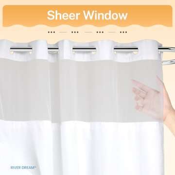No Hooks Required Dotted Waffle Weave Shower Curtain with Snap in Liner - 71W x 74H,Hotel Grade,Spa Like Bath Curtain,White