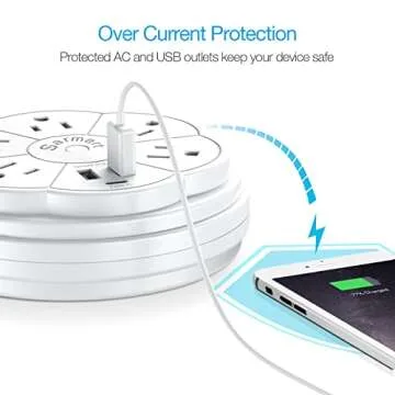 Retractable Power Strip, 5 Outlet Flat Plug Strip with Smart USB Ports and Type-C Port, 900J Surge Protector, 125V/13A, 3.3ft Retractable Extension Cord, Portable & Neat for Travel/Home/Office, White