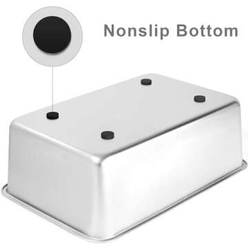 Yangbaga Stainless Steel Litter Box for Cat and Rabbit, Large Size with 8in High Sides and Non Slip Rubber Feet. Odor Control, Non Stick Smooth Surface, Easy to Clean, Never Bend