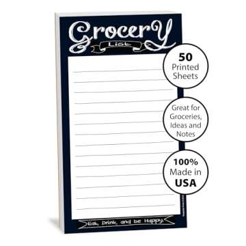 Guajolote Prints Chalkboard Magnetic Grocery List, Black Print, 4.25 x 7.5 inch, 50 Sheets
