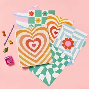 Avery 3 Ring Binder, 1 Inch Round Rings, Retro Collection, Radiant Heart (26804)