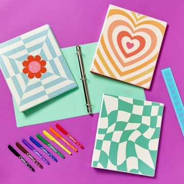 Avery 3 Ring Binder, 1 Inch Round Rings, Retro Collection, Radiant Heart (26804)