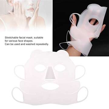 Silicone Face, Reusable Ear-Hook Silicone Facial Cover Prevent Serum Evaporation Salon Beauty Tool