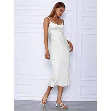 LILLUSORY Womens 2023 Summer Midi Corset Cocktail Satin Silk Slip Bustier Dresses White Graduation Beach Sexy Night Out Party Dress