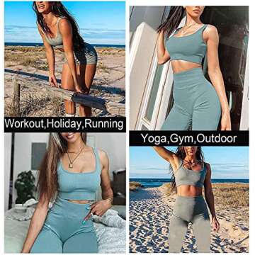 TWFRHC Stylish Women's Ribbed Gym Set for Activewear