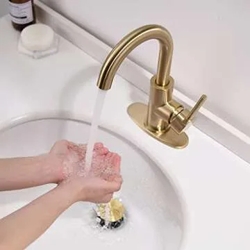 FROPO Gold Bathroom Faucets with Pop-Up Drain - Modern Design