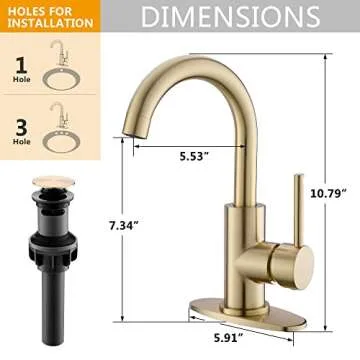 FROPO Gold Bathroom Faucets with Pop-Up Drain - Modern Design