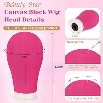 Beauty Star [ 63inch Tall ] Wig Stand Tripod with Head, 22inch Wig Mannequin Head with Adjustable Wi...