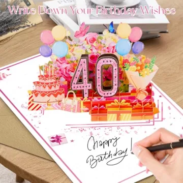 Stunning 40th Birthday Pop Up Card for Women