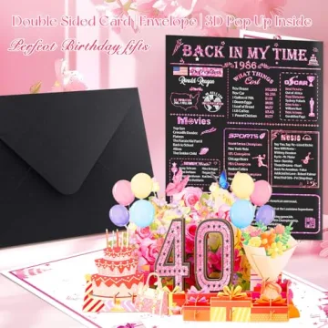 Stunning 40th Birthday Pop Up Card for Women