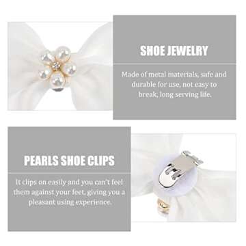 USHOBE 1 Pair Bow Shoe Clips Removable Shoe Charms Pearls Shoe Buckle Bowknot Dress Shoes Jewelry De...