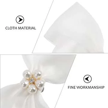 USHOBE 1 Pair Bow Shoe Clips Removable Shoe Charms Pearls Shoe Buckle Bowknot Dress Shoes Jewelry Decorative Shoe Accessories for Wedding Party Prom Decoration (White)