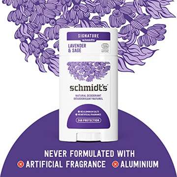 Schmidt's Aluminum Free Natural Deodorant for Women and Men, Lavender & Sage with 24 Hour Odor Protection, Certified Natural, Vegan, Cruelty Free 3.25 oz