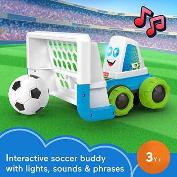 Fisher-Price Electronic Soccer Game Goaldozer Toy Motorized Net with Lights & Sounds for Preschool S...