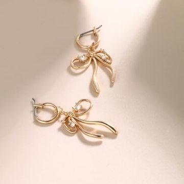 Stylish 8YEARS Gold Bow Earrings for Elegant Women