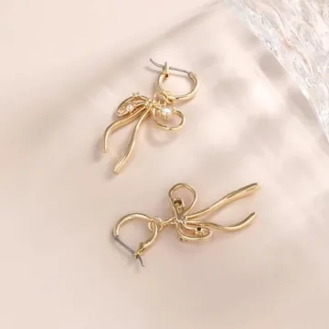 Stylish 8YEARS Gold Bow Earrings for Elegant Women