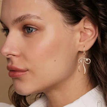 Stylish 8YEARS Gold Bow Earrings for Elegant Women