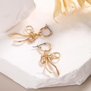 Stylish 8YEARS Gold Bow Earrings for Elegant Women