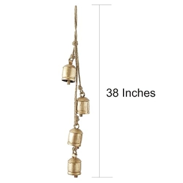 Shabby Chic Bells Rustic Hanging Jingle Christmas Tree Decor - Large Handmade Lucky Cow Bells Vintage Rustic Metal Tranquil Wind Chimes Solid Decorative Wall Hanging décor Home Decor Gifts