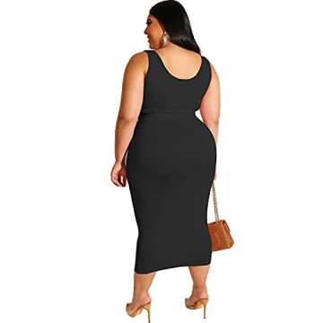 MRSFITOK Plus Size Women 2 Piece Outfits Sets Sexy Tracksuit Midi Dress