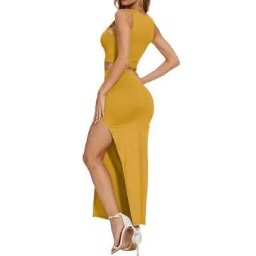 ELLEVEN Summer Two Piece Maxi Skirt Set for Women