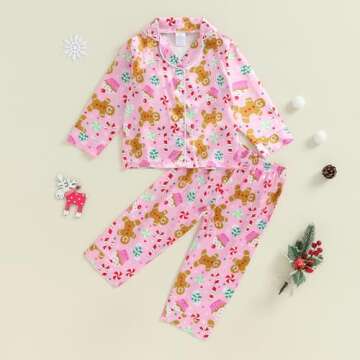 Twopumpkin Toddler Girl Christmas Satin Silk Pajamas Button Down 2 Piece Pajama Set Little Kids Girl...