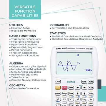 CATIGA Scientific Calculator with Graphic Functions - Multiple Modes with Intuitive Interface - Perfect for Students of Beginner and Advanced Courses, High School or College