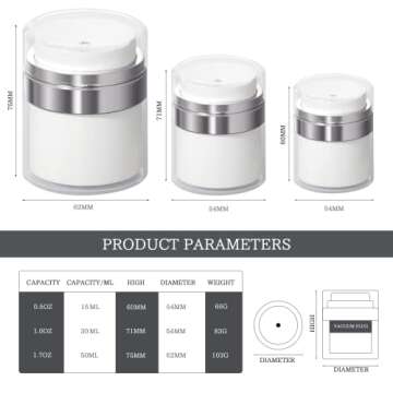 XAOUS Cream Jar Vacuum Bottle,Thicken Small Empty Airless Cosmetic Container Lotion Dispenser With Pump -Travel Containers For Creams, Gels & LotionsLeak Proof, Bottles Toiletries Cosme, 0.5oz