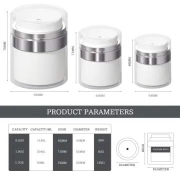 XAOUS Cream Jar Vacuum Bottle,Thicken Small Empty Airless Cosmetic Container Lotion Dispenser With Pump -Travel Containers For Creams, Gels & LotionsLeak Proof, Bottles Toiletries Cosme, 0.5oz