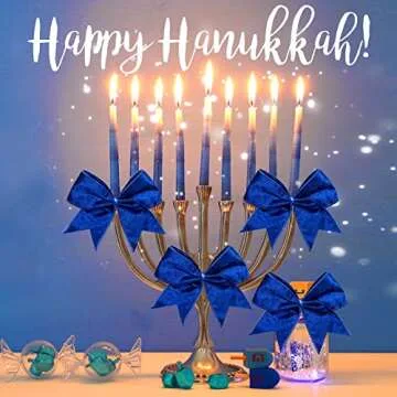 Panelee 12 Pieces Christmas Bows 6 x 6 Inch Velvet Wreath Bow Hanukkah Christmas Decorations Ornaments for Xmas Tree Wreath Garland Party Gift Wrapping DIY Decor(Blue)