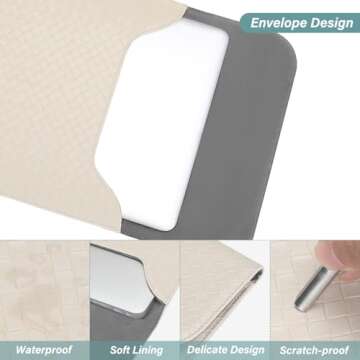 MOSISO Laptop Sleeve Compatible with MacBook Air 13 inch M3 A3113 M2 A2681 M1 A2337 A2179 A1932/Pro 13 M2 M1 A2338 A2251 A2289 A2159 A1989 A1706 A1708, PU Leather Woven Case with Small Bag, Apricot