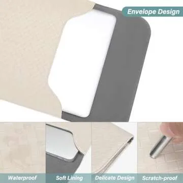 MOSISO Laptop Sleeve Compatible with MacBook Air 13 inch M3 A3113 M2 A2681 M1 A2337 A2179 A1932/Pro 13 M2 M1 A2338 A2251 A2289 A2159 A1989 A1706 A1708, PU Leather Woven Case with Small Bag, Apricot