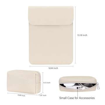 MOSISO Laptop Sleeve Compatible with MacBook Air 13 inch M3 A3113 M2 A2681 M1 A2337 A2179 A1932/Pro 13 M2 M1 A2338 A2251 A2289 A2159 A1989 A1706 A1708, PU Leather Woven Case with Small Bag, Apricot