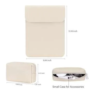 MOSISO Laptop Sleeve Compatible with MacBook Air 13 inch M3 A3113 M2 A2681 M1 A2337 A2179 A1932/Pro 13 M2 M1 A2338 A2251 A2289 A2159 A1989 A1706 A1708, PU Leather Woven Case with Small Bag, Apricot
